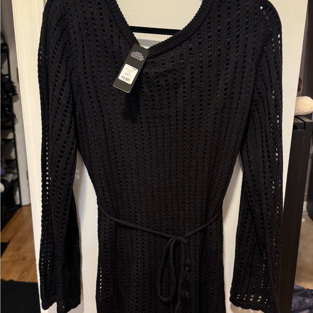 Fashion Nova Black Daydream Crochet Mini Dress - Beach dress - NWT